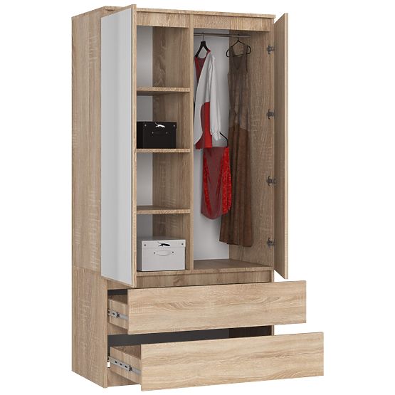 ARMOIRE S90 2D 2SZ 2 MIROIRS CLP PK SONOMA