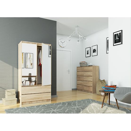 ARMOIRE S90 2D 2SZ 2 MIROIRS CLP PK SONOMA