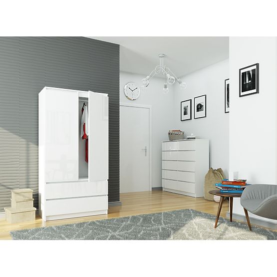 ARMOIRE S90 2D 2SZ CLP PK BLANC BRILLANT