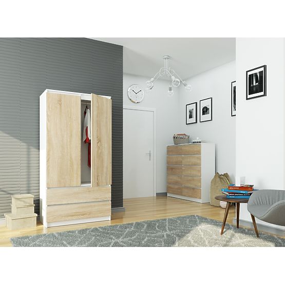ARMOIRE S90 2D 2SZ CLP PK BLANC / SONOMA