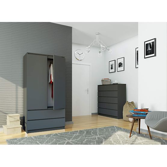 ARMOIRE S90 2D 2SZ CLP PK GRIS GRAPHITE