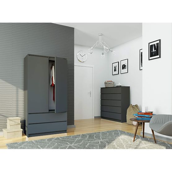ARMOIRE S90 2D 2SZ CLP PK GRIS GRAPHITE