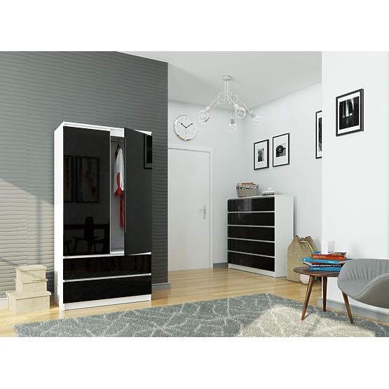 ARMOIRE S90 2D 2SZ CLP PK NOIR BRILLANT