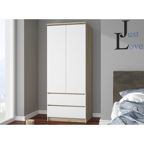 ARMOIRE S90 2D 2SZ CLP PK SONOMA / BLANC
