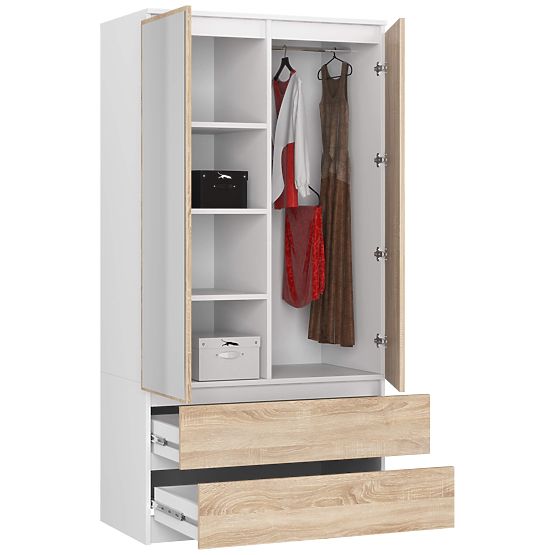ARMOIRE S90 2D 2T 2 MIROIRS CLP PK BLANC / SONOMA
