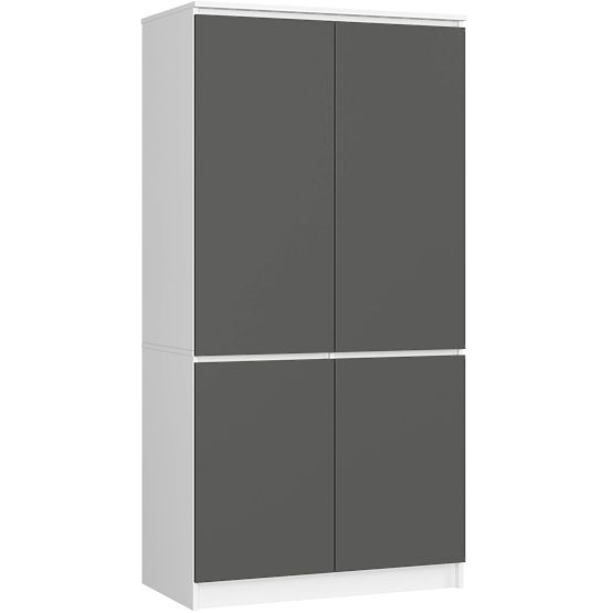ARMOIRE S90 4D CLP BLANC / GRIS GRAPHITE
