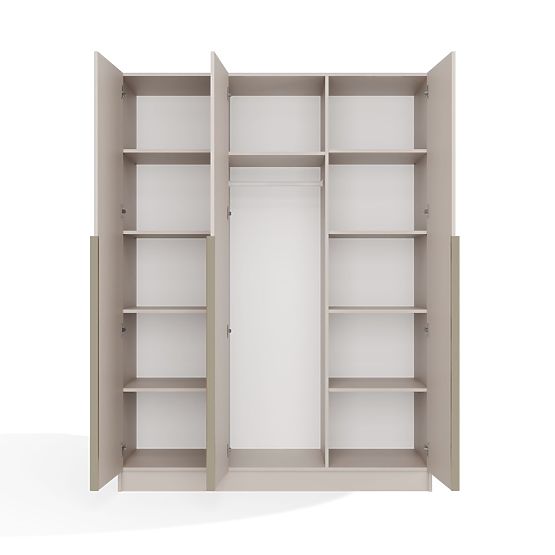ARMOIRE SENSO 3D 150 CM 3 PORTES POIGNÉES DORÉES POUR SALON CHAMBRE À COUCHER CASHMERE BEIGE