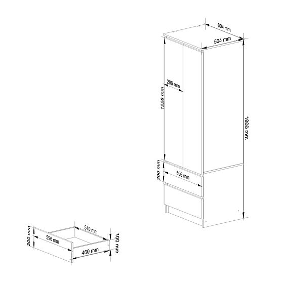 ARMOIRE STAR S60 2D 2SZ PK GRIS GRAPHITE
