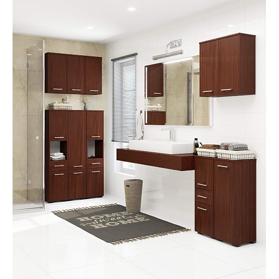 ARMOIRE SUSPENDUE SALLE DE BAIN FIN W30 1D WENGE