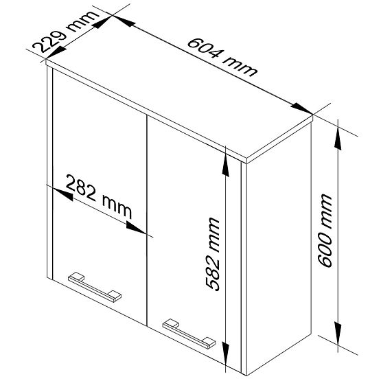 Armoire suspendue W 60 cm FIN 2D - blanc-gris graphite