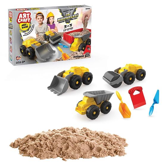 ART CRAFT Ensemble de sable cinétique avec véhicules de construction