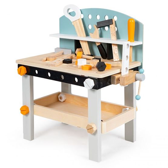 Atelier en bois pour enfants, établi avec outils, 38 éléments ECOTOYS