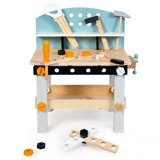 Atelier en bois pour enfants, établi avec outils, 38 éléments ECOTOYS