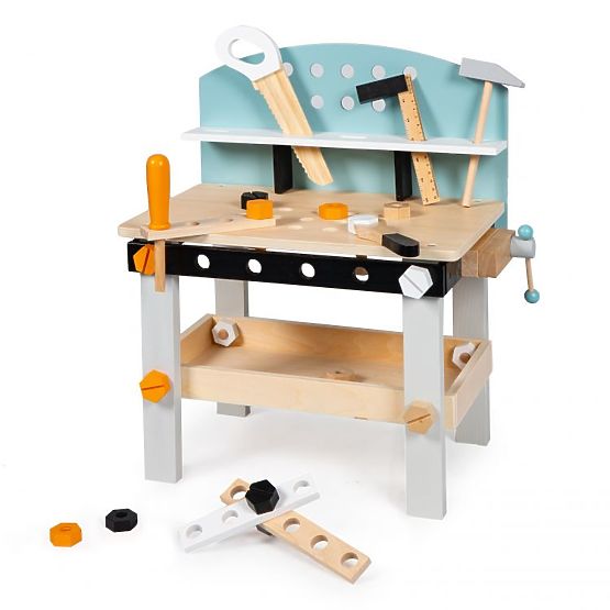 Atelier en bois pour enfants, établi avec outils, 38 éléments ECOTOYS