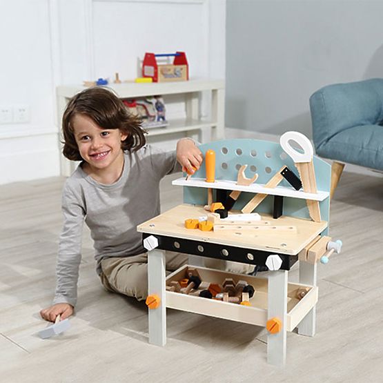 Atelier en bois pour enfants, établi avec outils, 38 éléments ECOTOYS