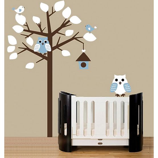 Autocollant arbre les hiboux vinyle