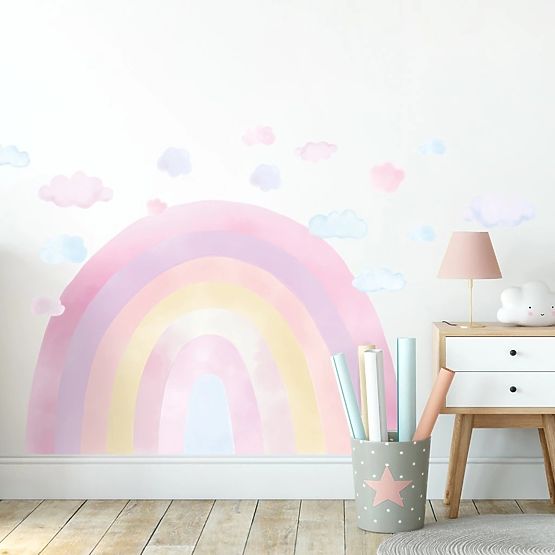 Autocollant mural - autocollant arc-en-ciel rose