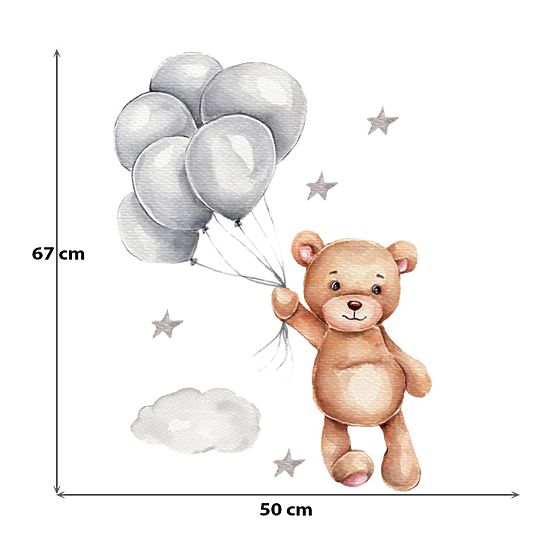 Autocollants muraux - Ourson avec ballons