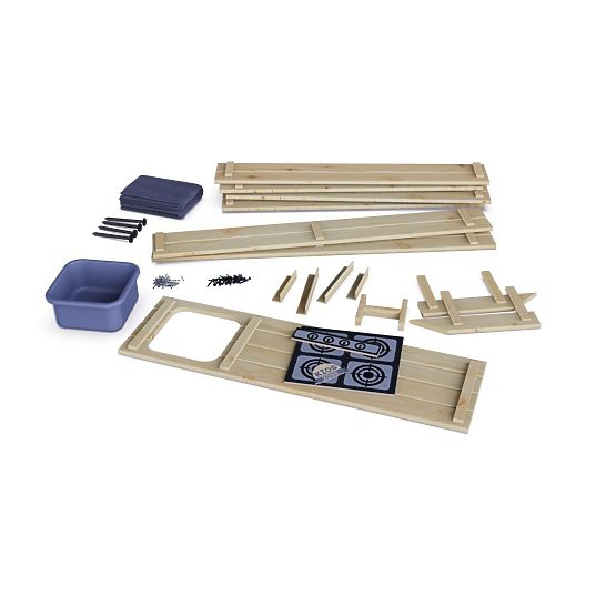 Bac à sable 2 en 1 avec cuisine - naturel