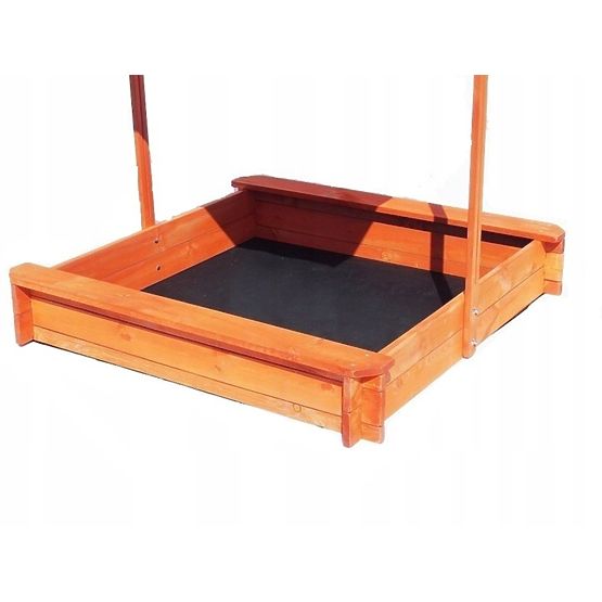Bac à sable en bois avec bancs et toit 120 x 120 - jaune