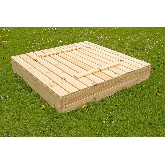 Bac à sable pour enfants avec bancs - 120x120 cm