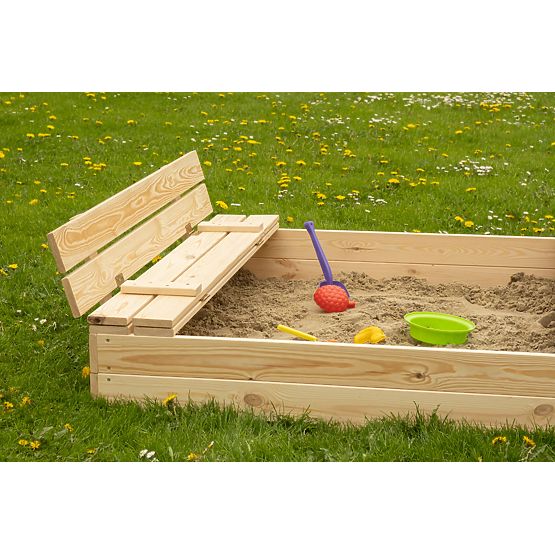 Bac à sable pour enfants avec bancs - 120x120 cm
