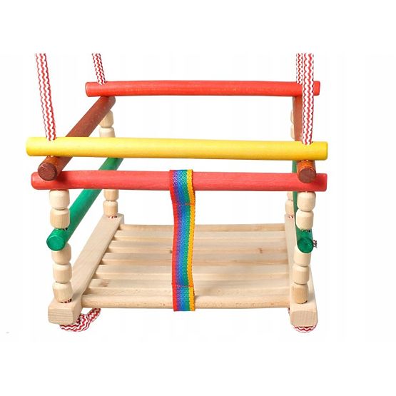 Balançoire en bois avec coussin - colorée