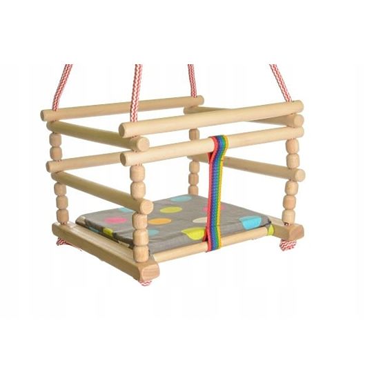 Balançoire en bois avec coussin - naturel