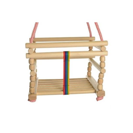 Balançoire en bois avec coussin - naturel