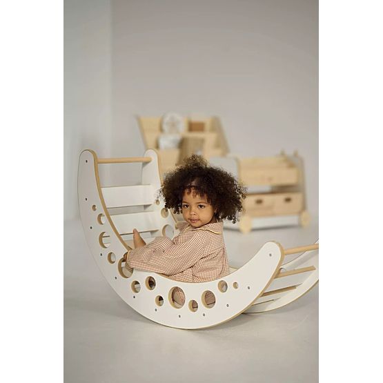 Balançoire en bois Montessori MOON L - blanc