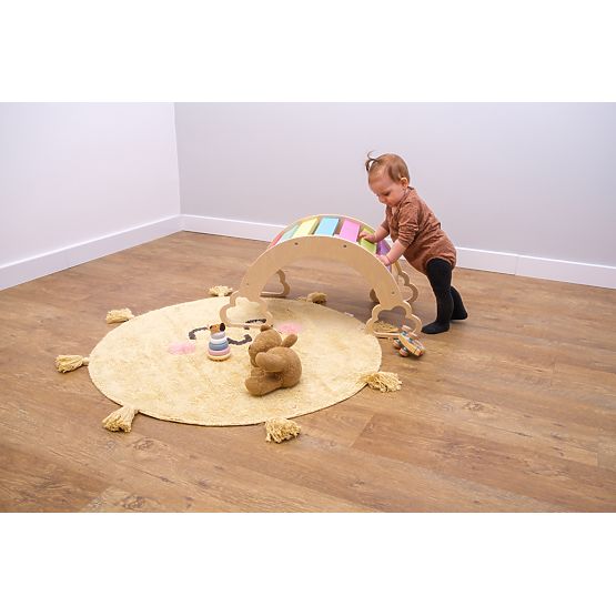Balançoire Montessori en bois - arc-en-ciel