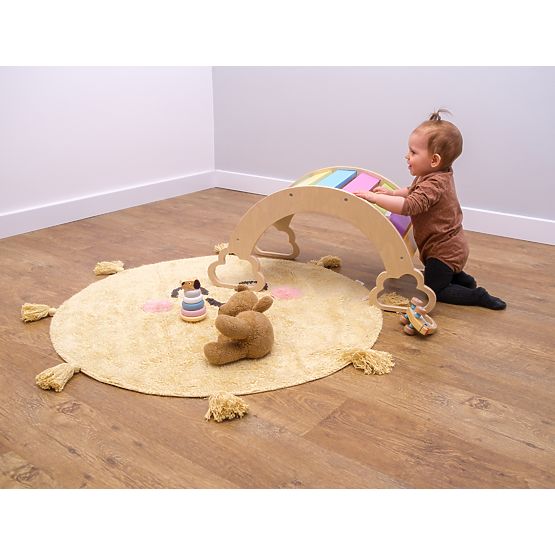 Balançoire Montessori en bois - arc-en-ciel