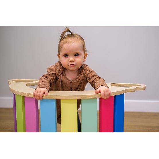 Balançoire Montessori en bois - arc-en-ciel