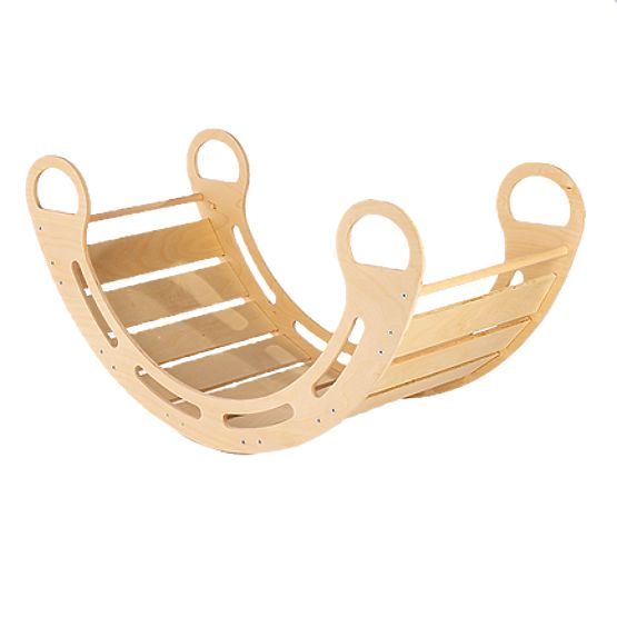 Balançoire Montessori en bois avec coussin rose - 100 cm