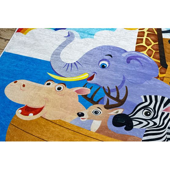 BAMBINO 2685 tapis de lavage Animaux, Bateau pour enfants antidérapant - bleu / marron
