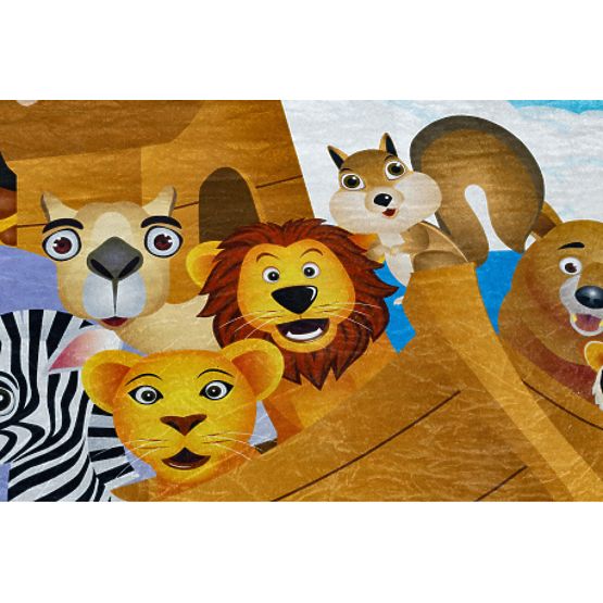 BAMBINO 2685 tapis de lavage Animaux, Bateau pour enfants antidérapant - bleu / marron