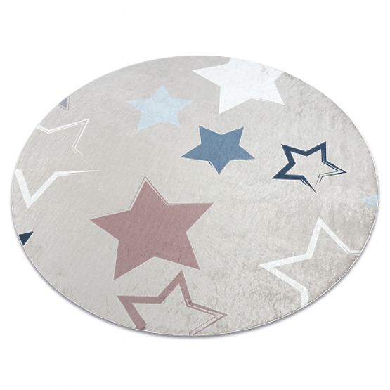 BAMBINO 48130 tapis rond lavable Étoiles pour enfants antidérapant - beige / gris
