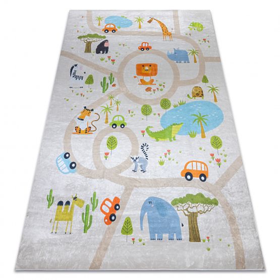 BAMBINO 50230 tapis de lavage Zoo, rue pour enfants antidérapant - beige / vert
