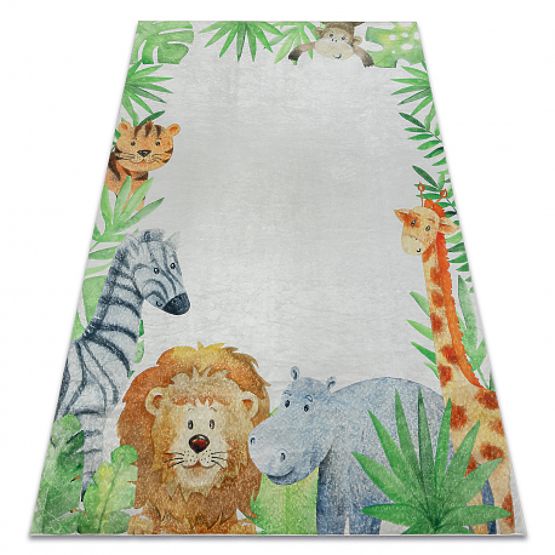 BAMBINO 54090 tapis de lavage Animaux, Afrique pour enfants antidérapant - blanc / vert