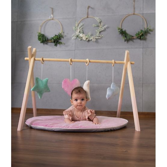 Bar en bois Skandi + manette de jeu - gris clair