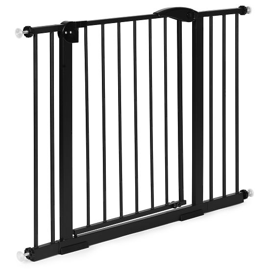 Barrière de sécurité 74-105 cm pour escaliers et portes, acier, panneaux supplémentaires, noir ECOTO