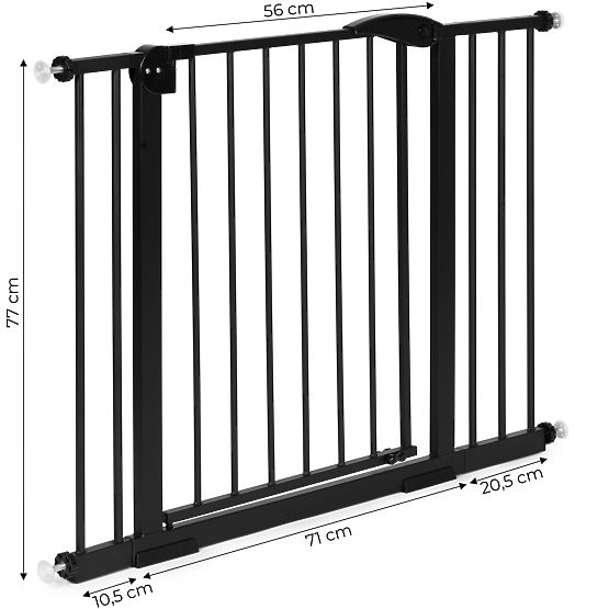 Barrière de sécurité 74-105 cm pour escaliers et portes, acier, panneaux supplémentaires, noir ECOTO