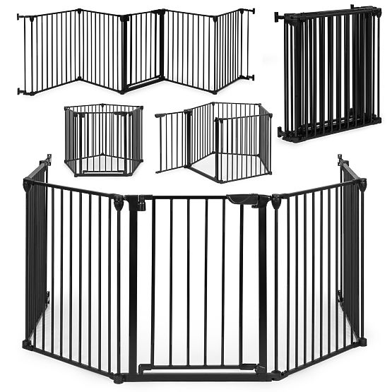 Barrière, parc, barrière de protection pour enfants et animaux, 5 panneaux, 60 cm, métal, noir, ECOT