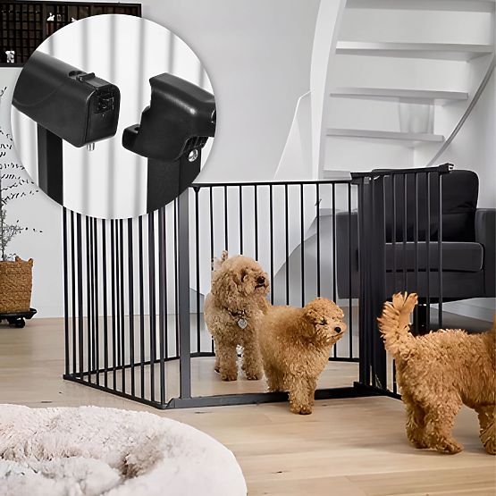 Barrière, parc, barrière de protection pour enfants et animaux, 5 panneaux, 60 cm, métal, noir, ECOT