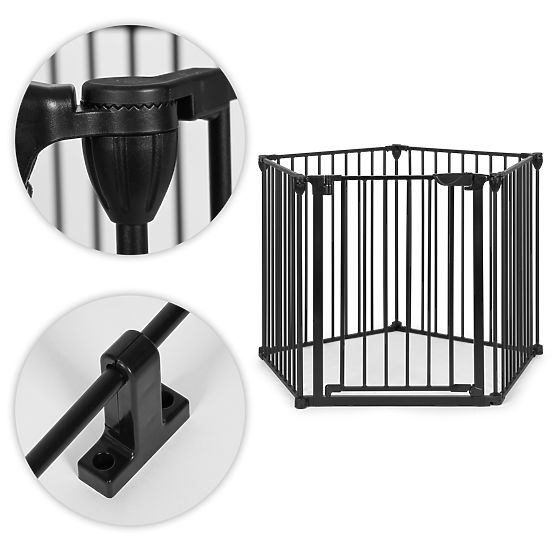 Barrière, parc, barrière de protection pour enfants et animaux, 5 panneaux, 60 cm, métal, noir, ECOT