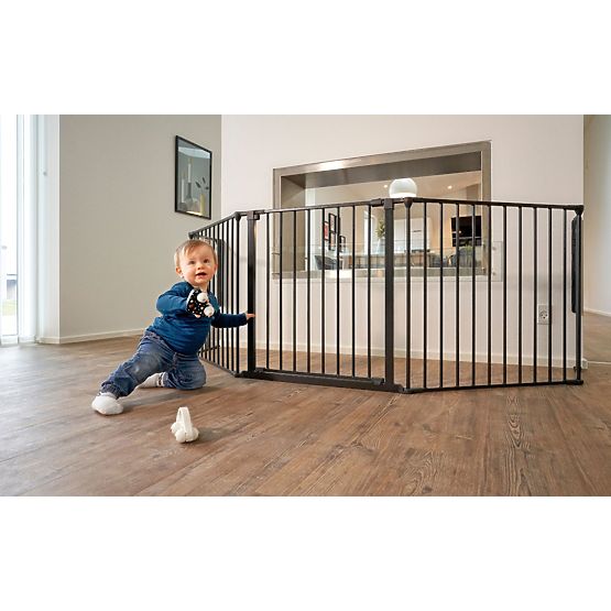 Barrière, parc, barrière de protection pour enfants et animaux, 5 panneaux, 60 cm, métal, noir, ECOT