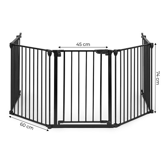 Barrière, parc, barrière de protection pour enfants et animaux, 5 panneaux, 60 cm, métal, noir, ECOT