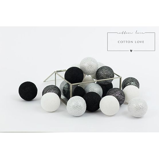 Bavlněné svítící LED kuličky Cotton Balls - stříbrné