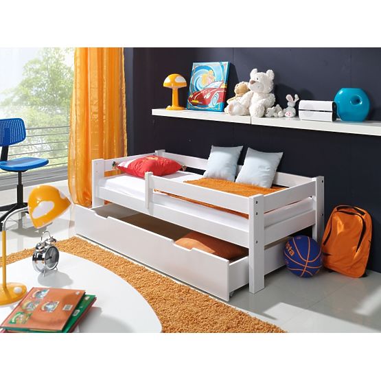 BAZAR Bébé lit avec barrière Blanche Paul 160x90cm - sans stockage espace