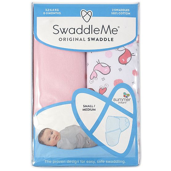 Bébé couverture SwaddleMe S rose / oiseaux 2ks